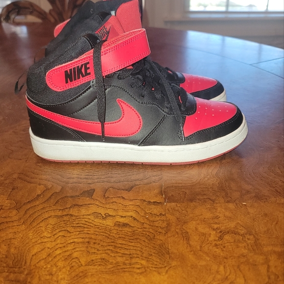 Nike Court Borough Mid 2 Red Black White Shoes Sneakers - Picture 5 of 11